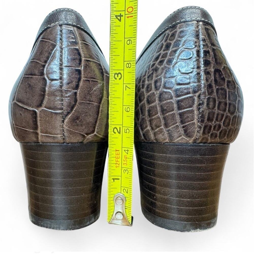 Naturalizer Leather Fringe Loafer Womens Dahlia Embossed Croc Print Brown Sz 7.5 - Picture 7 of 7